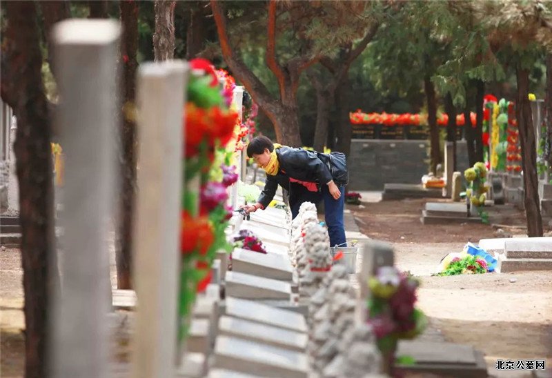 八宝山人民公墓内市民为逝去的故人扫墓