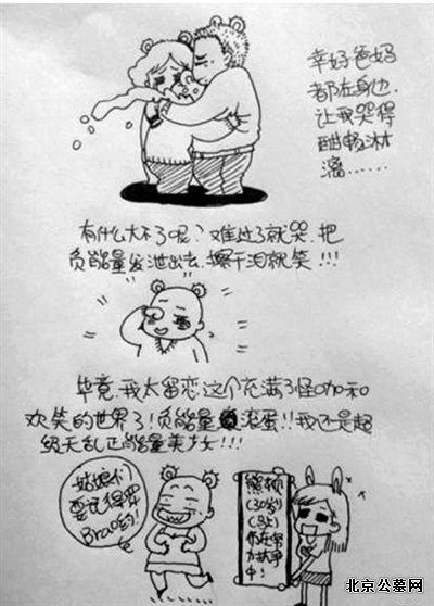 熊顿生前创作的抗癌故事漫画。
