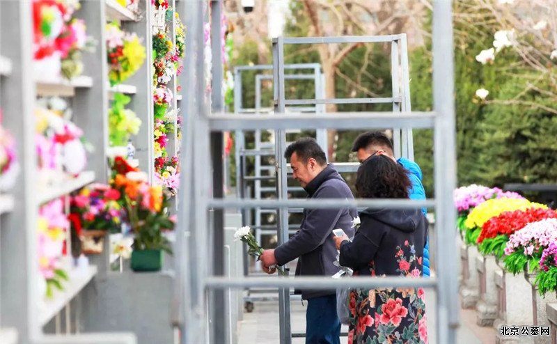 几位市民在八宝山人民公墓骨灰墙前祭奠逝去的故人 几位市民在八宝山人民公墓骨灰墙前祭奠逝去的故人